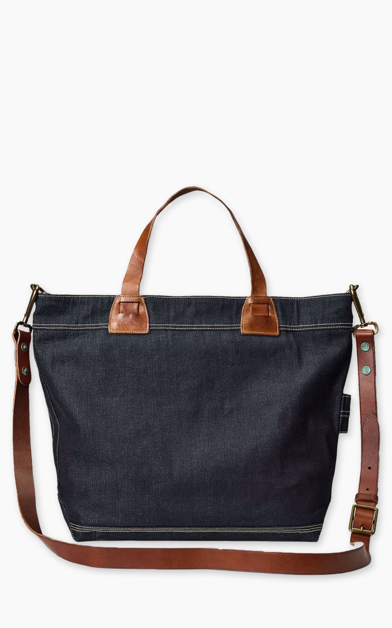 RRL Leroy Leather-Trim Denim Tote Indigo