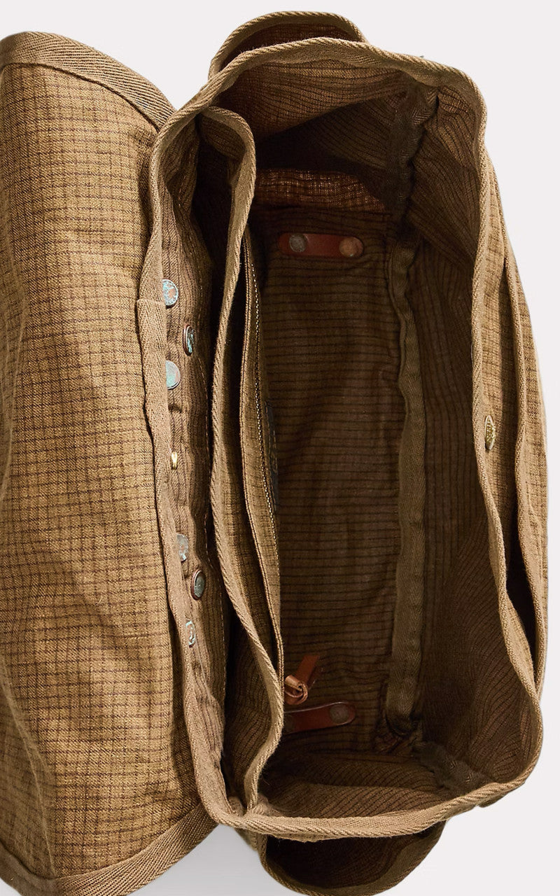 RRL Leather-Trim Oilcloth Backpack Brown