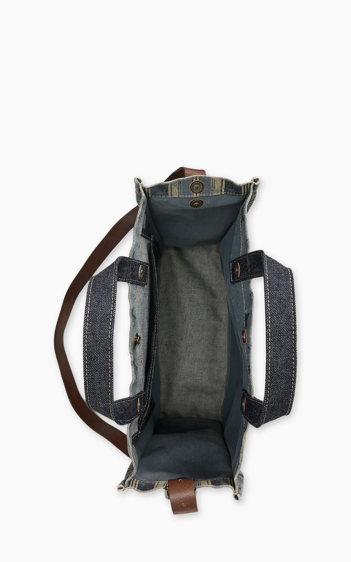 RRL Handwoven Indigo Tote Indigo/Cream/Brown