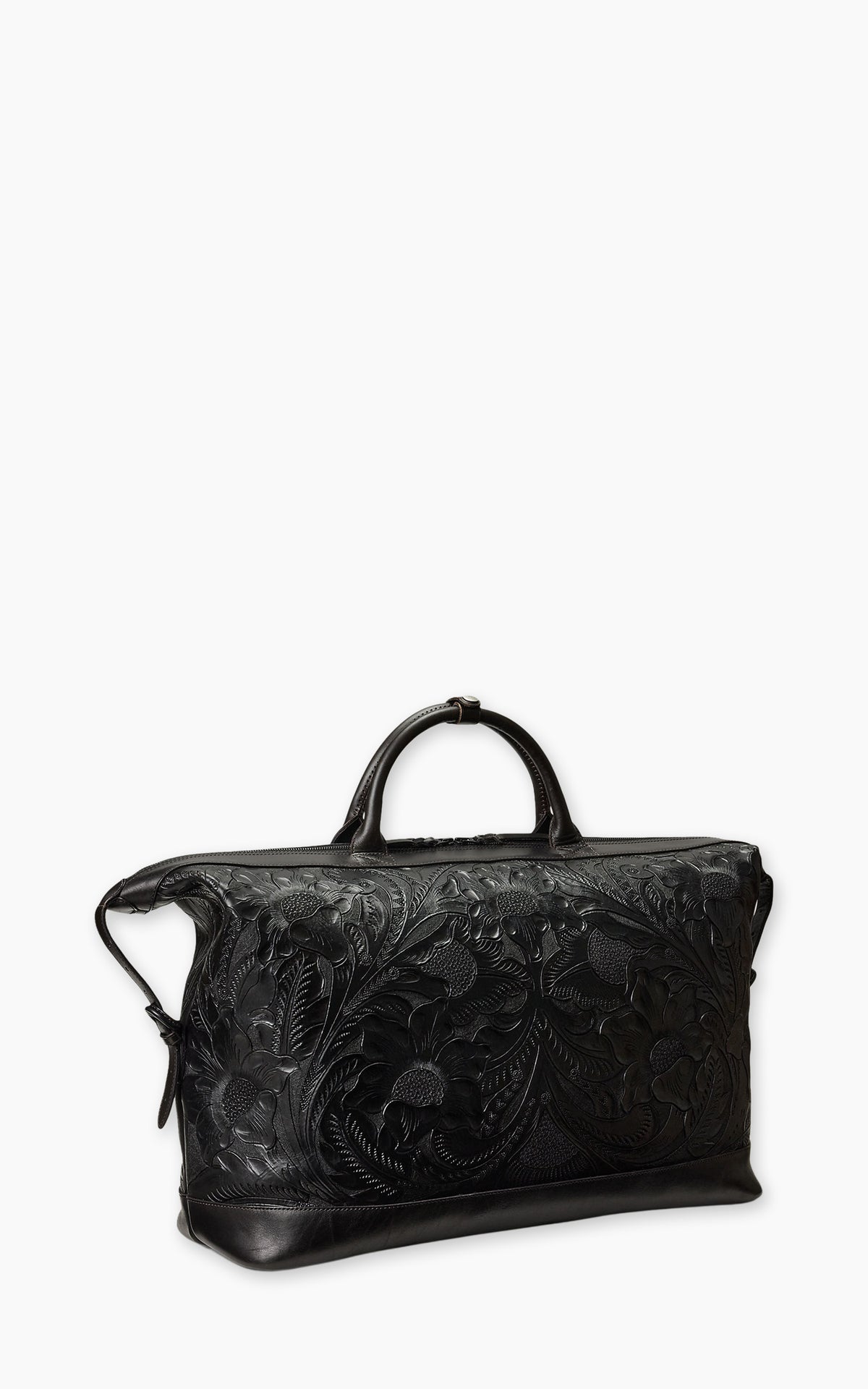 RRL Hand-Tooled Leather Weekender Bag Black