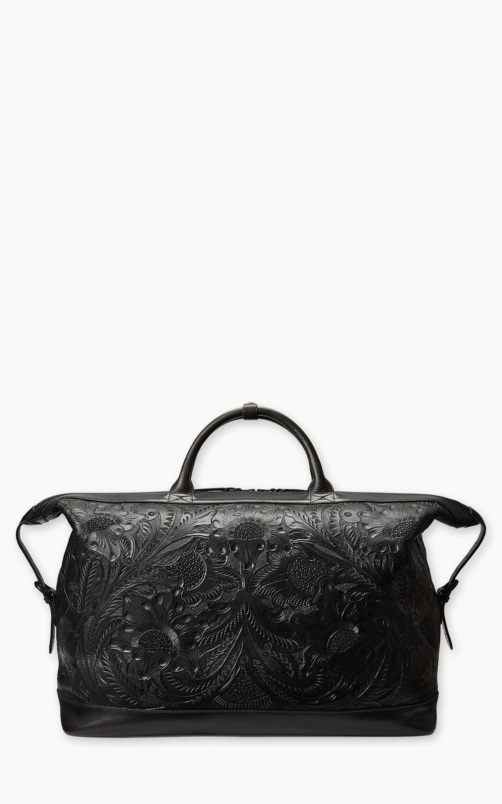 RRL Hand-Tooled Leather Weekender Bag Black