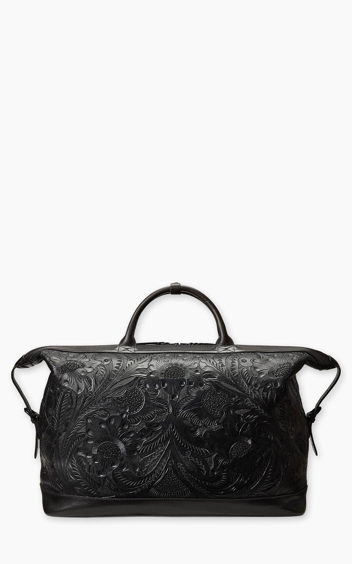 RRL Hand-Tooled Leather Weekender Bag Black