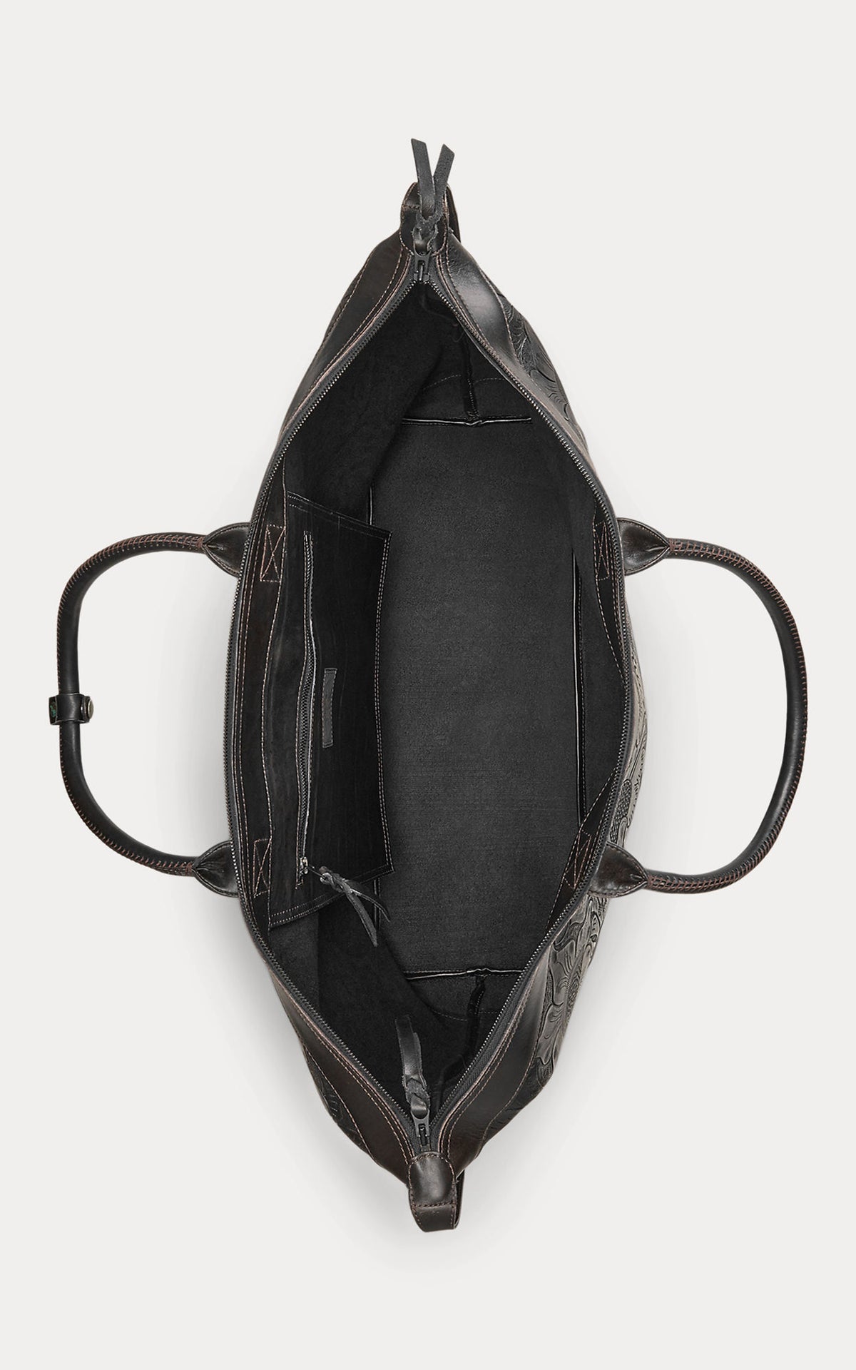 RRL Hand-Tooled Leather Weekender Bag Black