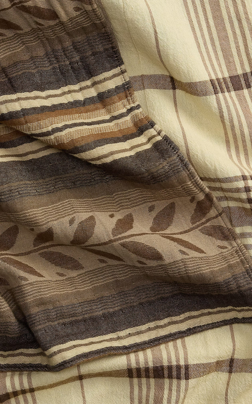 RRL Double-Faced Cotton Jacquard Scarf Cream/Brown
