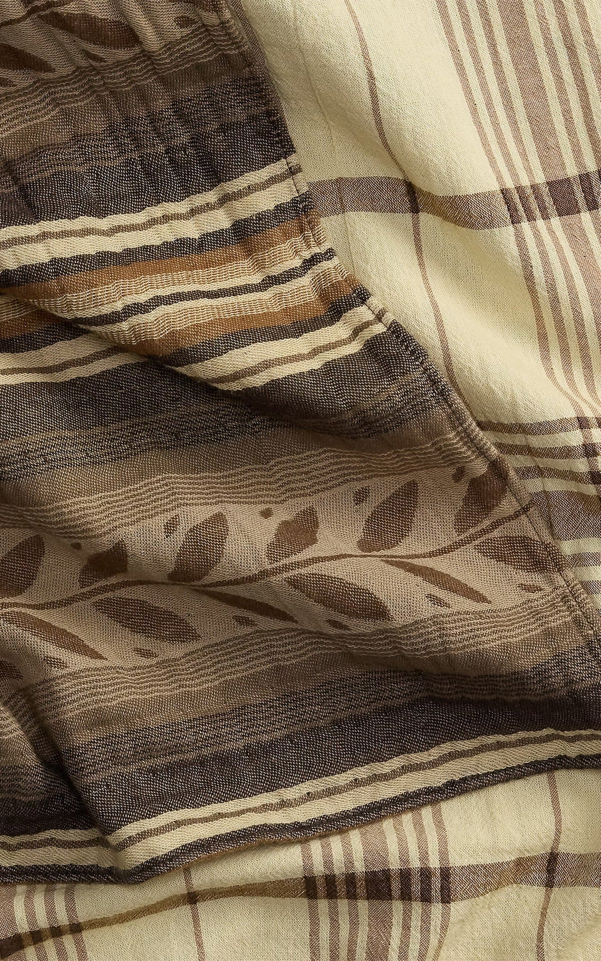 RRL Double-Faced Cotton Jacquard Scarf Cream/Brown