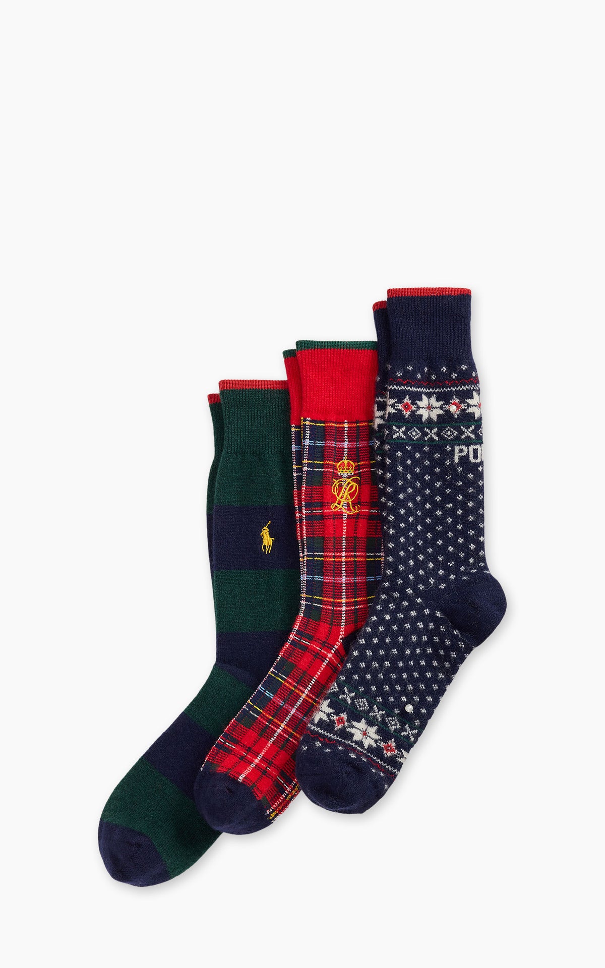 Polo Ralph Lauren Fair Isle & Plaid 3-Sock Gift Set Hunter/Multi