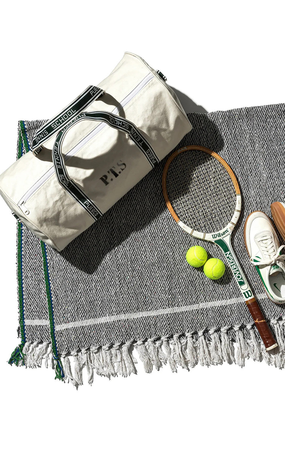 Puebco Clubhouse Barrel Tennis Bag Natural/Green