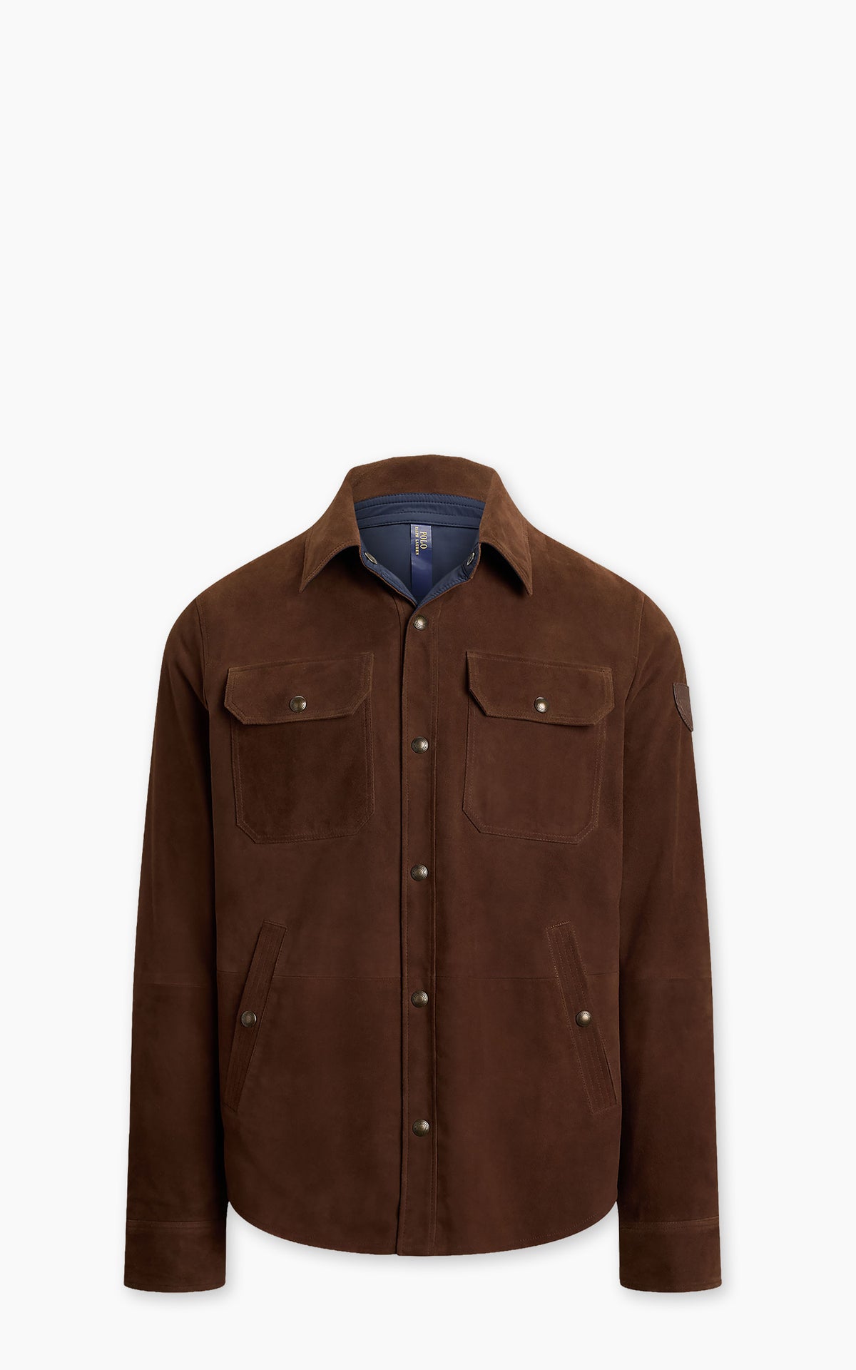 Polo Ralph Lauren Reversible Suede-Taffeta Shirt Jacket Cooper Brown/Collection Navy