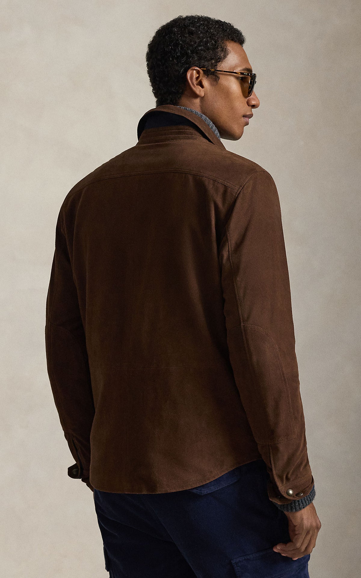 Polo Ralph Lauren Reversible Suede-Taffeta Shirt Jacket Cooper Brown/Collection Navy