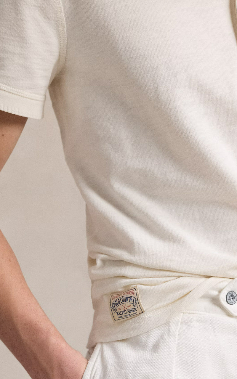 Polo Ralph Lauren Terry Short-Sleeve Henley Shirt Estate Cream