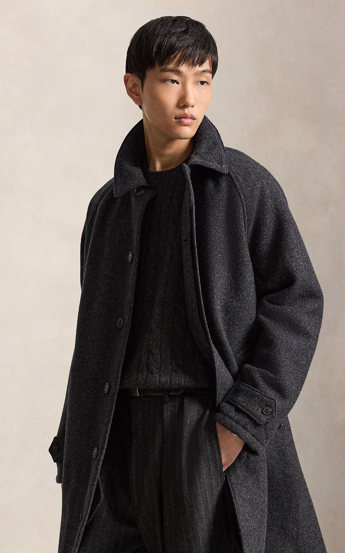 Polo Ralph Lauren The Langdon Tweed Walking Coat Charcoal