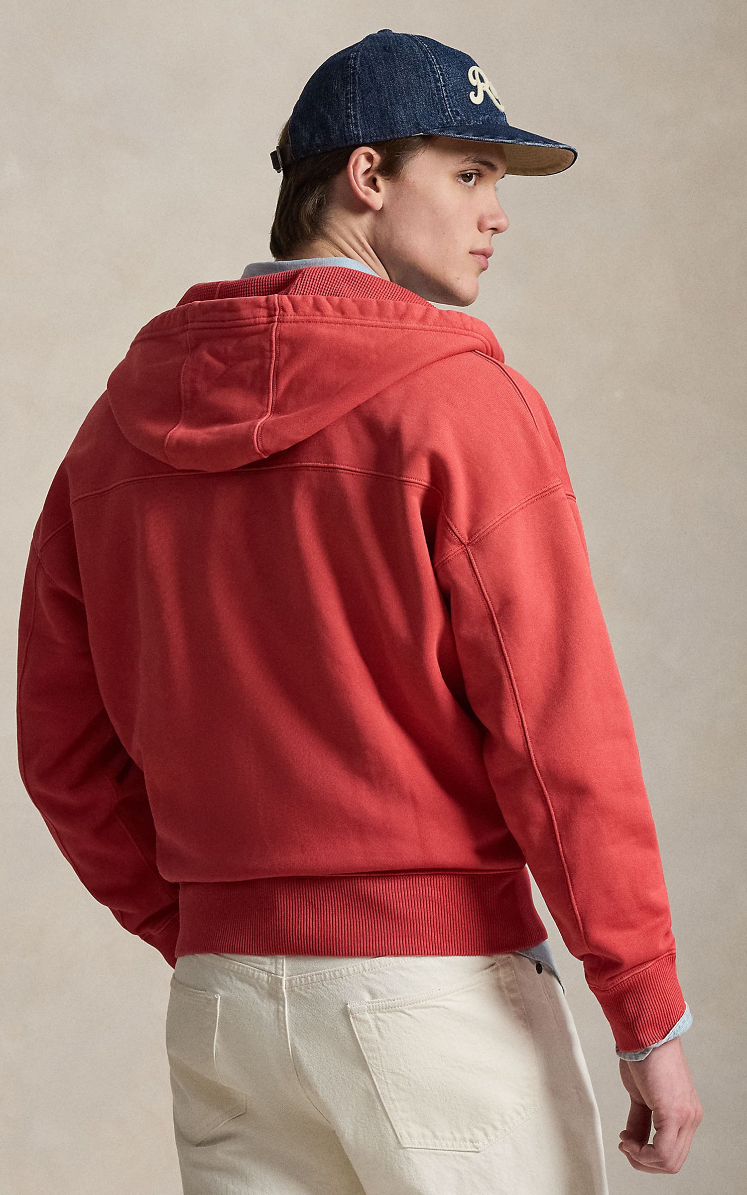 Polo Ralph Lauren Relaxed Fit Loopback Fleece Hoodie Sunrise Red