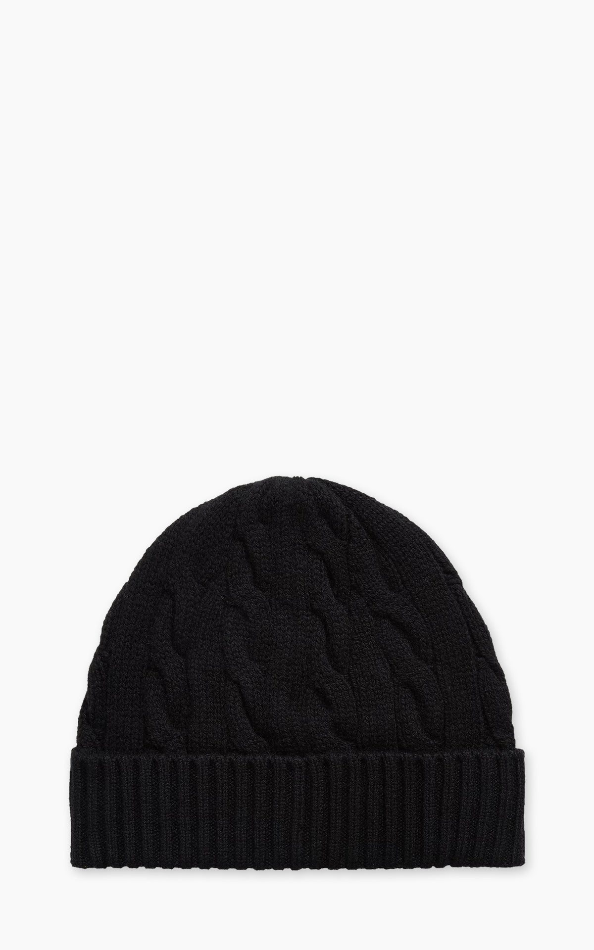 Polo Ralph Lauren Cable-Knit Wool-Cashmere Beanie Polo Black