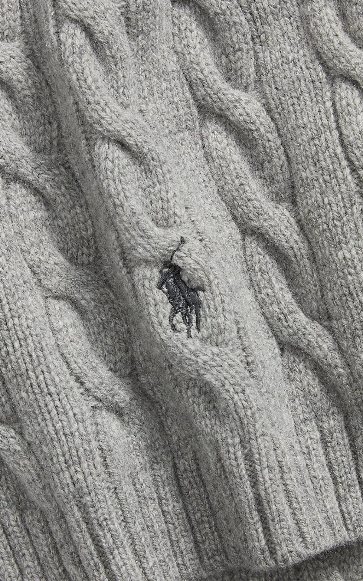 Polo Ralph Lauren Cable-Knit Wool-Cashmere Scarf Fawn Grey Heather