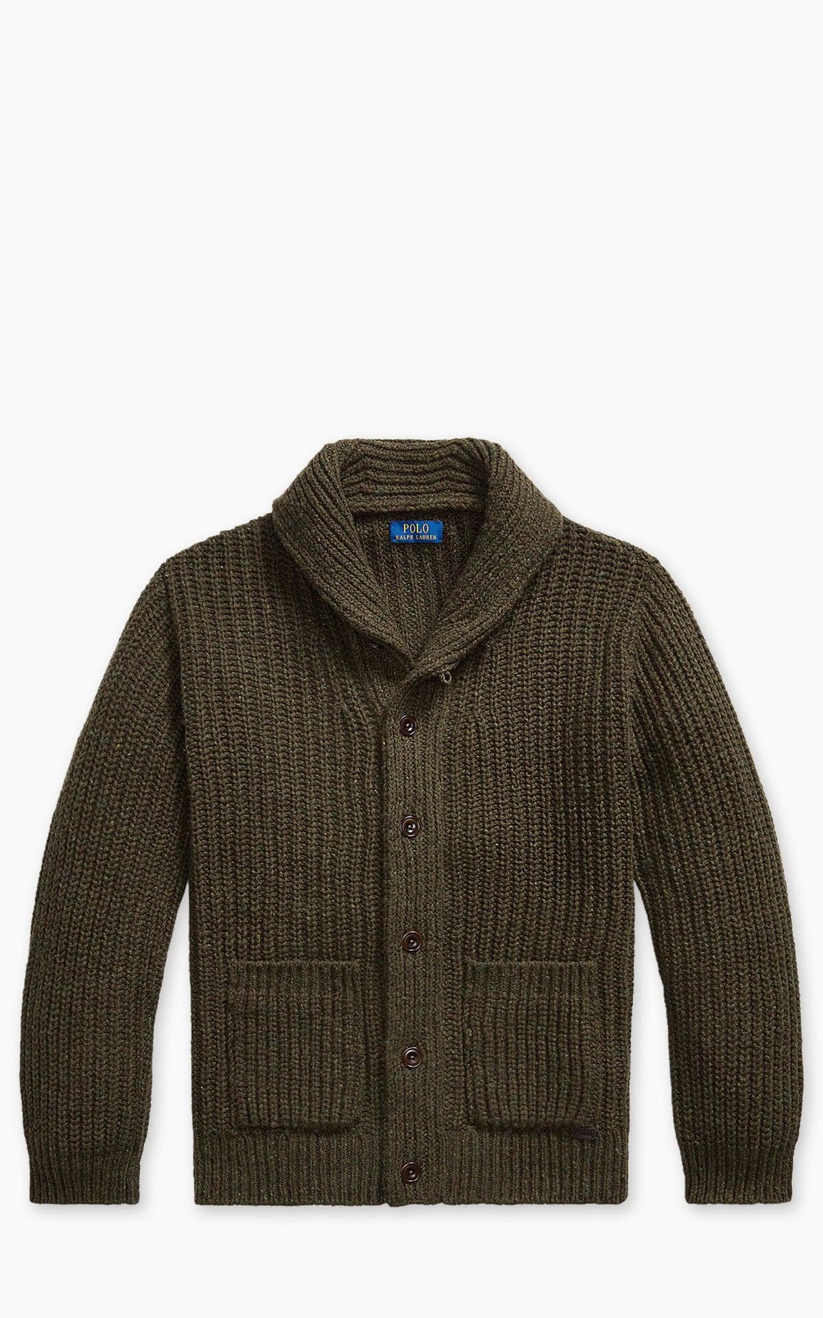 Polo Ralph Lauren Wool-Blend Shawl Cardigan Olive Brown Marl