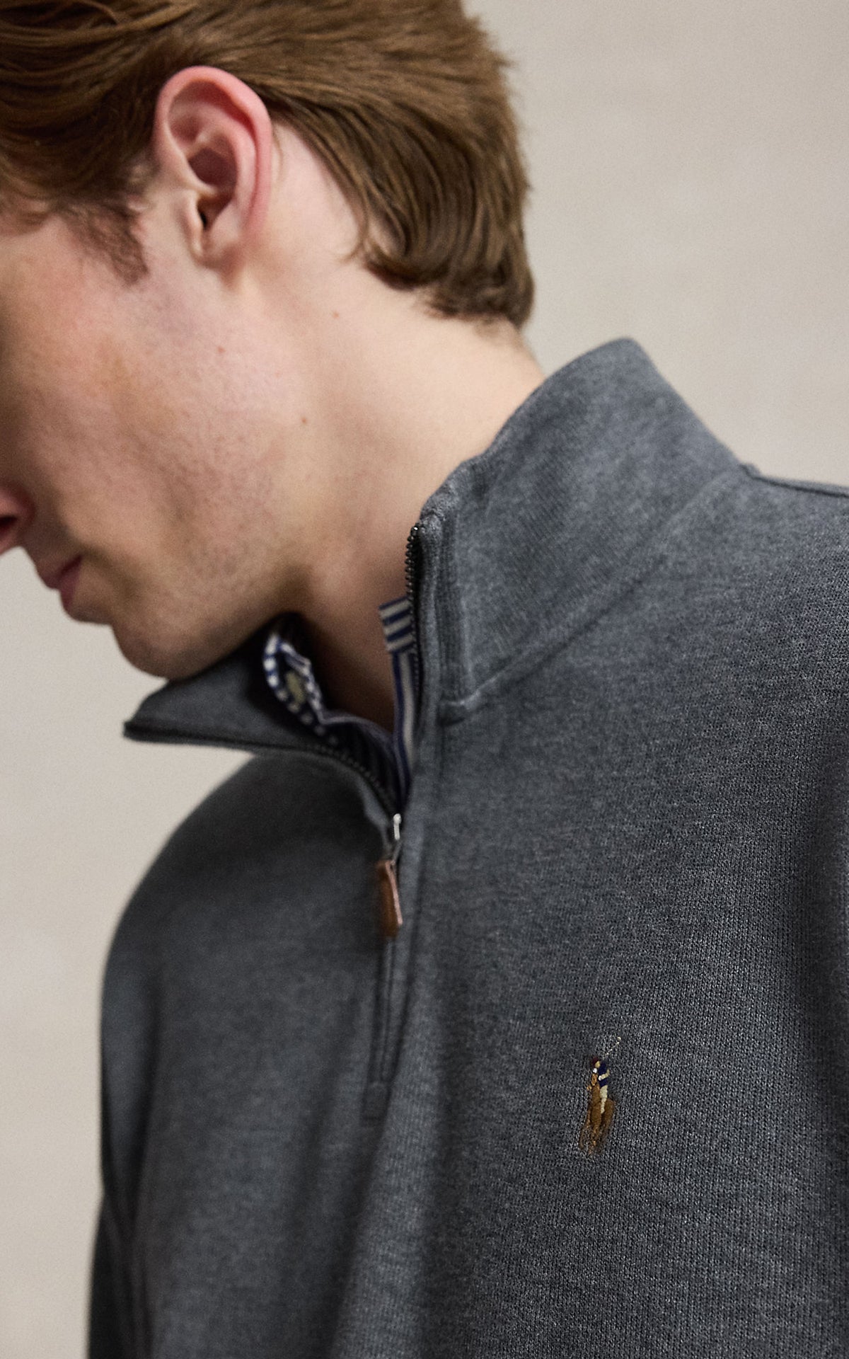 Polo Ralph Lauren Estate-Rib Quarter-Zip Pullover Barclay Heather