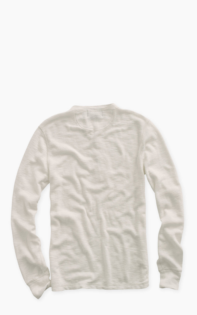 RRL Waffle-Knit L/S Henley Shirt Paper White