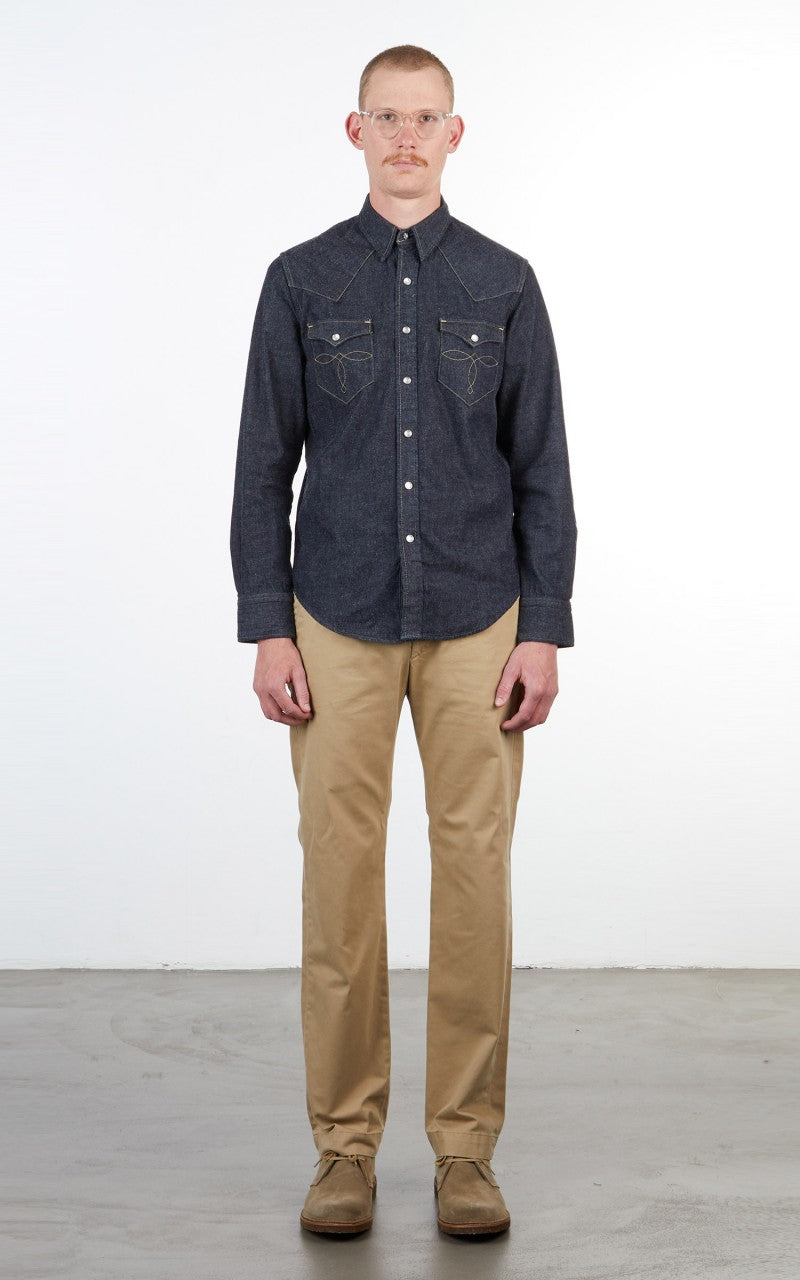 RRL Buffalo Western Shirt Denim Indigo Rinse