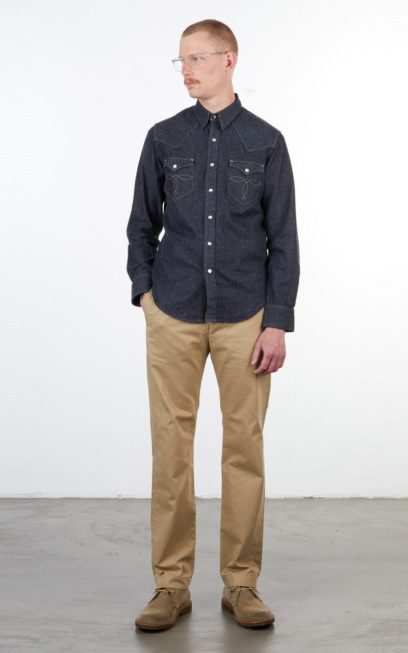 RRL Buffalo Western Shirt Denim Indigo Rinse
