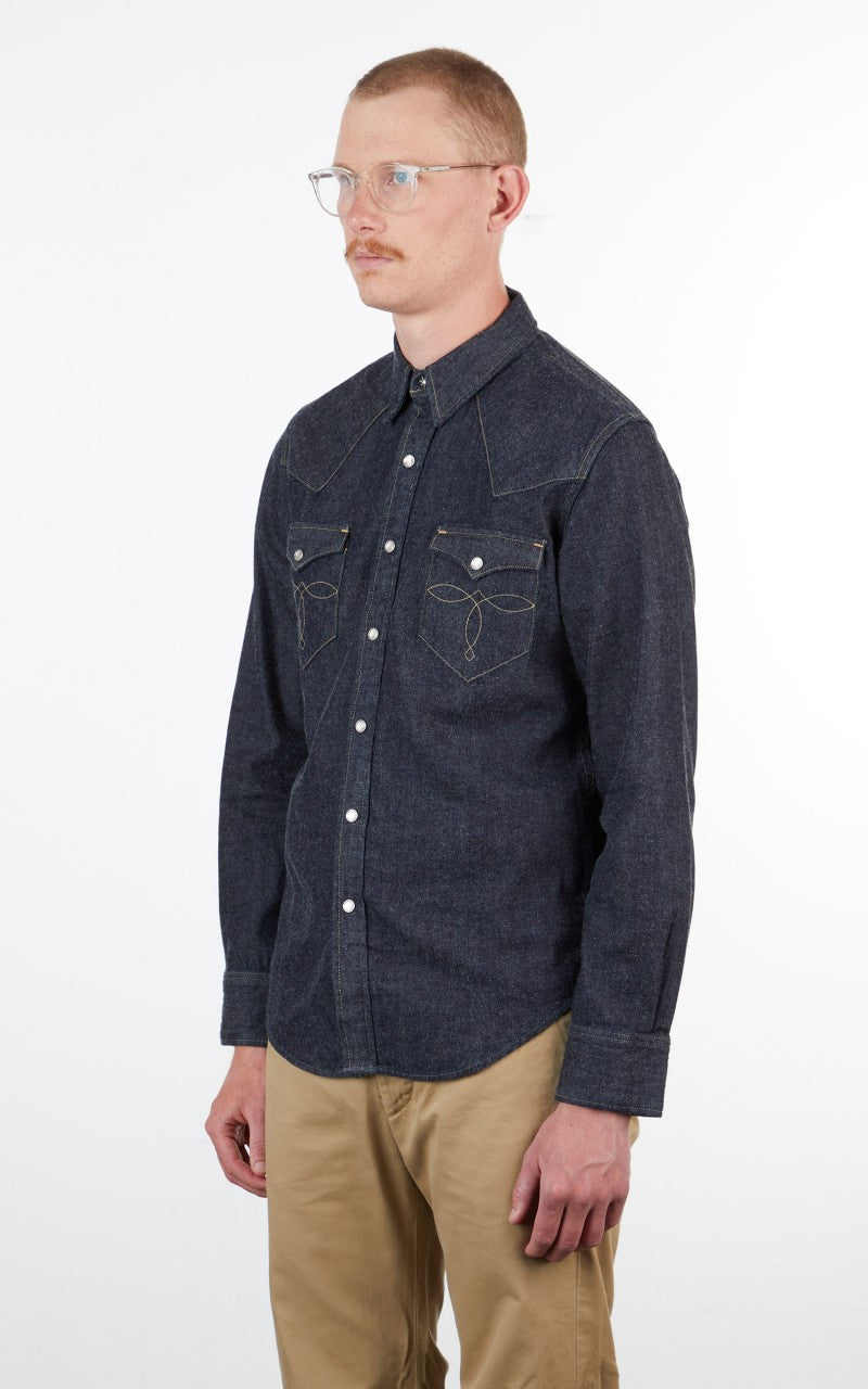 RRL Buffalo Western Shirt Denim Indigo Rinse