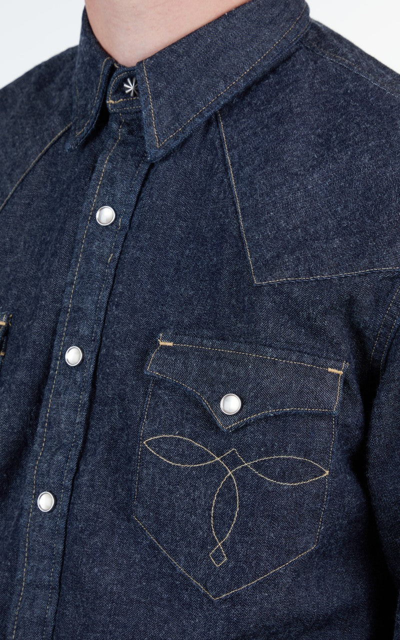RRL Buffalo Western Shirt Denim Indigo Rinse