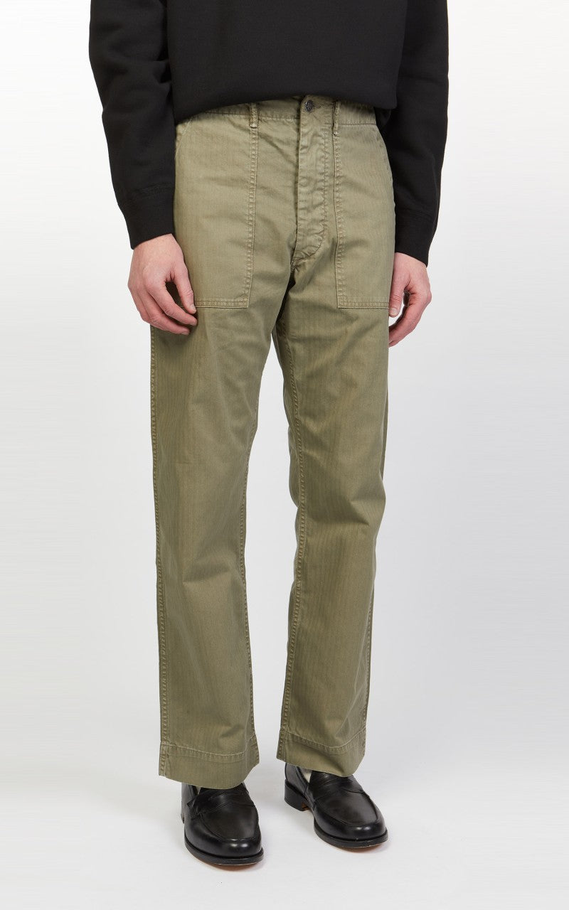 RRL Army Utility Flat Pant Herringbone Brewster Green