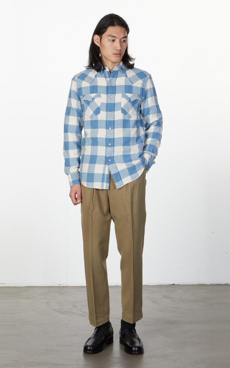 RRL Buffalo Western Shirt Indigo/Cream