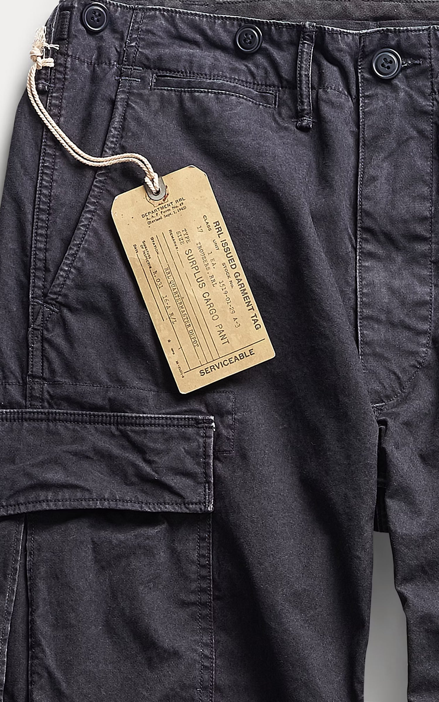 RRL Canvas Surplus Cargo Pant Black