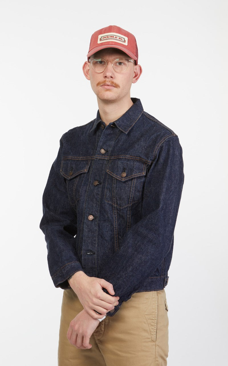 RRL Denim Mesh Trucker Cap Faded Red