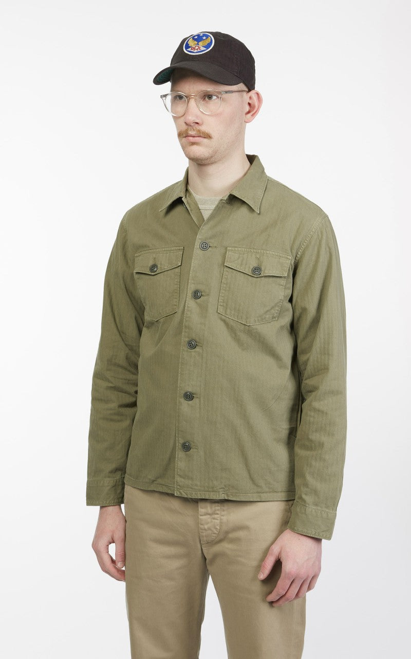 RRL Barrow Military Longsleeve HBT Shirt Military Olive