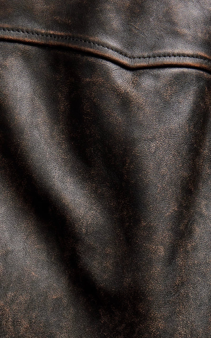 RRL Lynton Moto Leather Jacket Black Over Brown