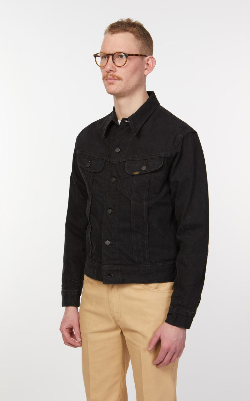 RRL Lot 271 Denim Trucker Jacket Worn In Black Wash