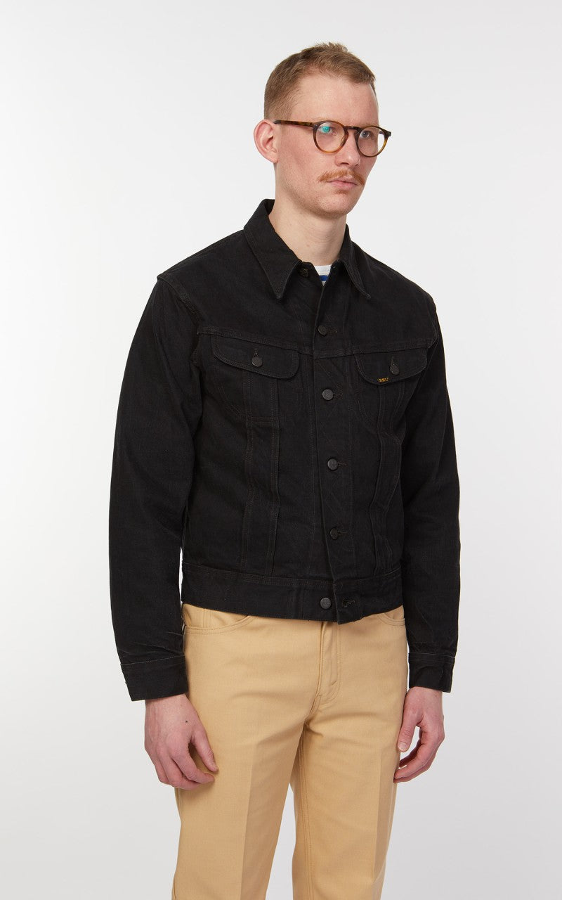 RRL Lot 271 Denim Trucker Jacket Worn In Black Wash