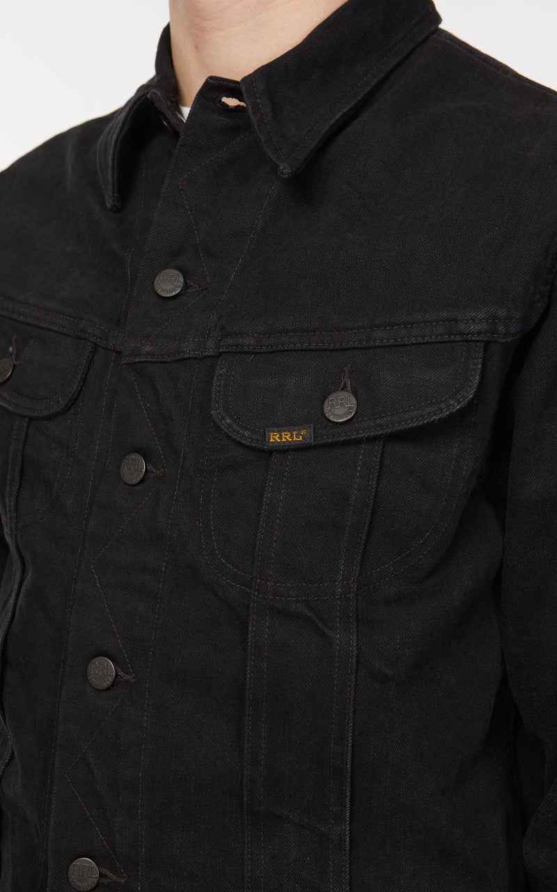 RRL Lot 271 Denim Trucker Jacket Worn In Black Wash