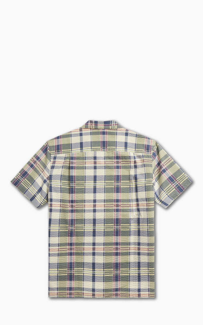 RRL Camp Shirt Madras-Print Seersucker Green/Cream/Muli