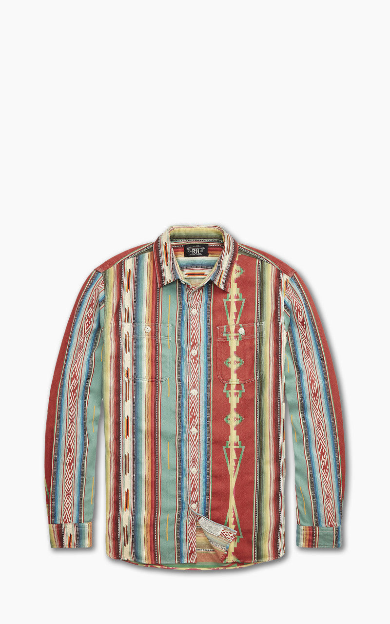 RRL Farrell Jacquard Workshirt Red/Multi