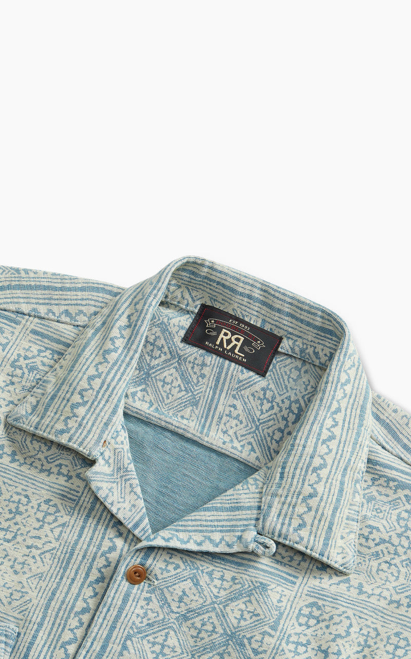RRL Camp Shirt Print Jersey Indigo