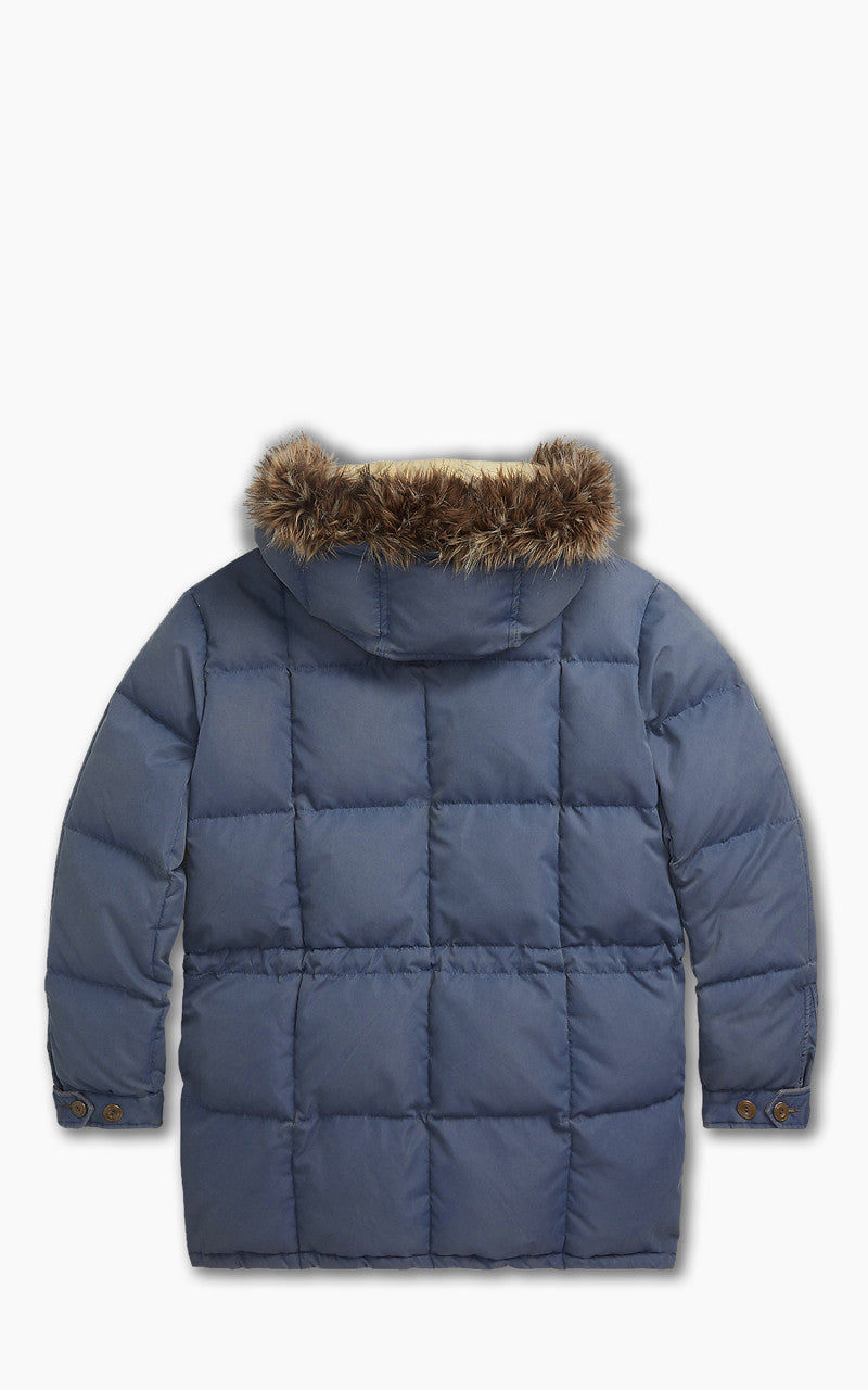 RRL Faux-Fur-Trim Quilted Jacket Steel Blue