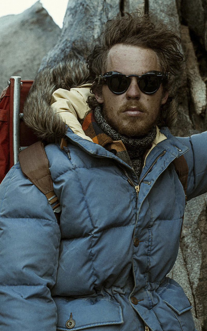 RRL Faux-Fur-Trim Quilted Jacket Steel Blue