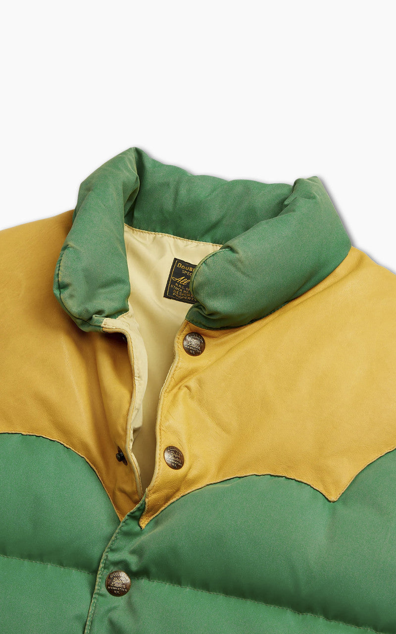 RRL Leather-Yoke Quilted Vest Kelly Green