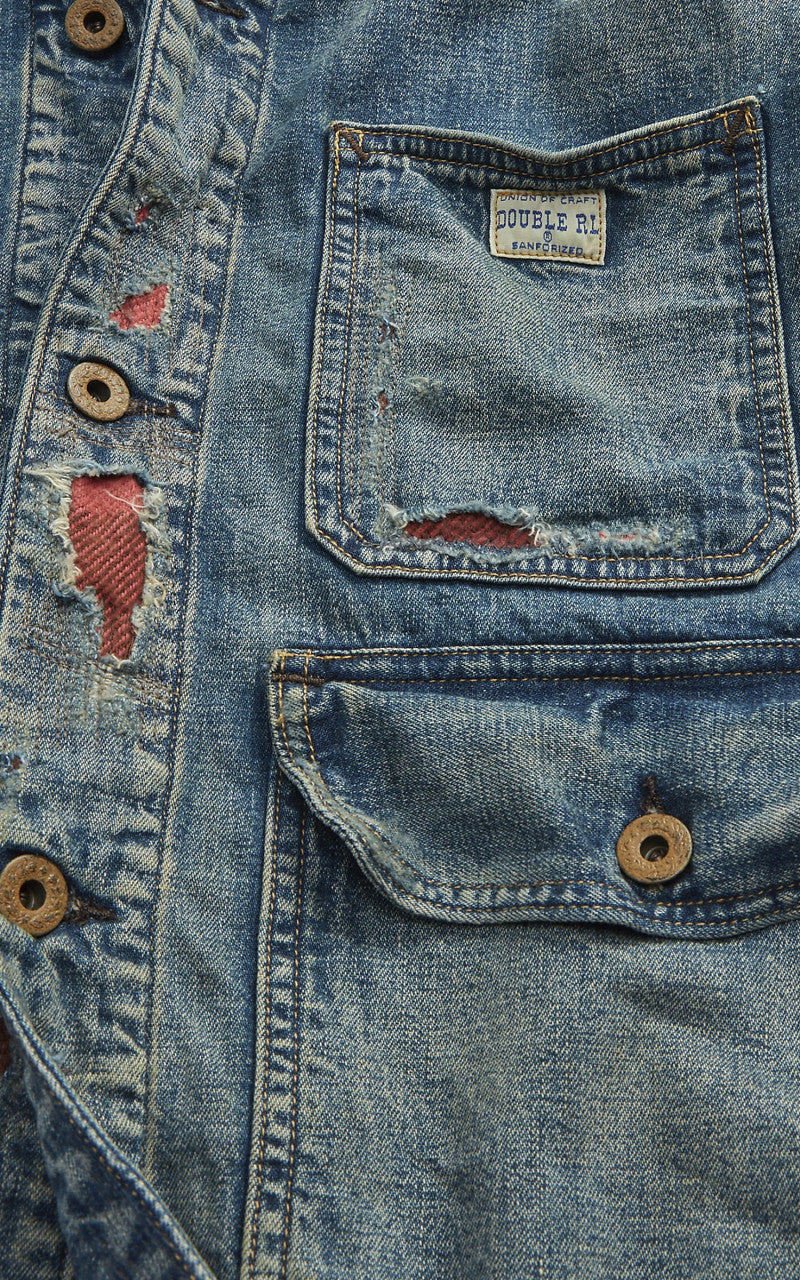 RRL Repaired Campton Denim Work Jacket Repaired Campton Wash