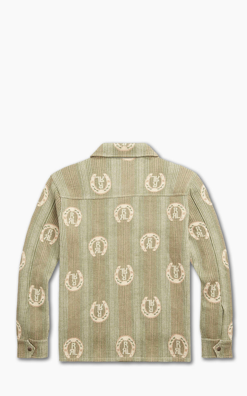 RRL Horseshoe-Logo Cotton Overshirt Jumper Sage Multi