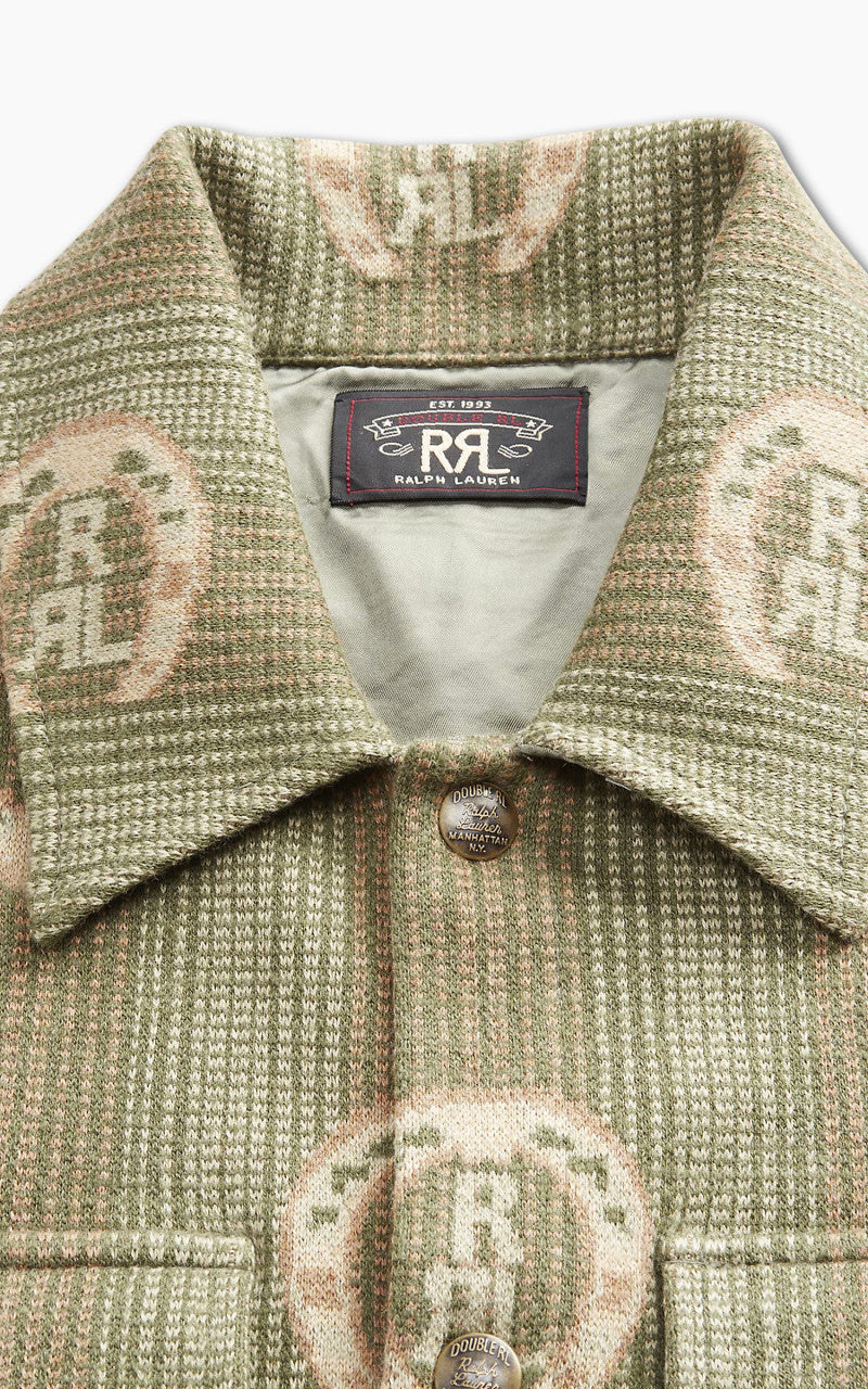 RRL Horseshoe-Logo Cotton Overshirt Jumper Sage Multi