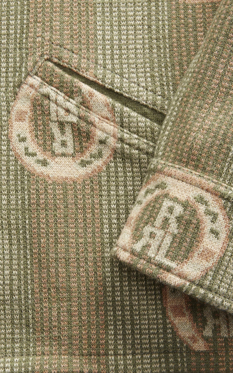 RRL Horseshoe-Logo Cotton Overshirt Jumper Sage Multi