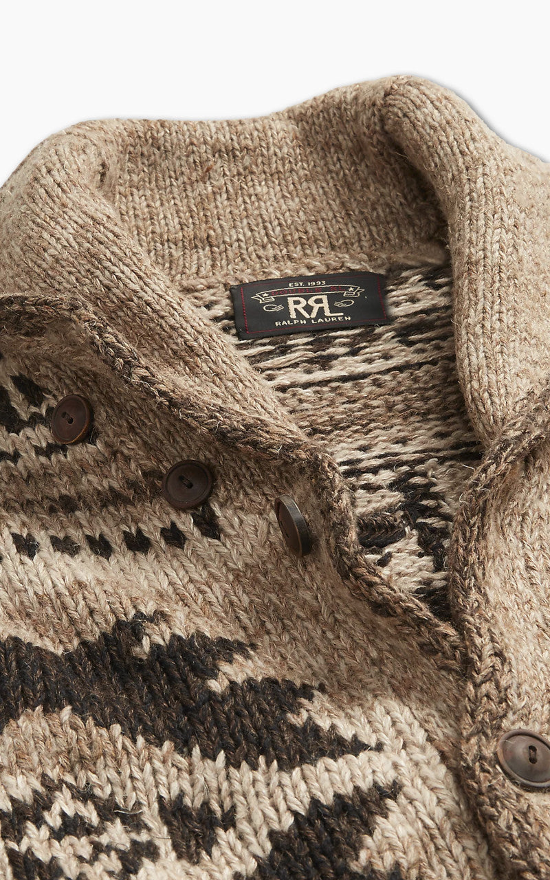 RRL Hand-Knit Linen-Blend Cardigan Brown/Tan/Multi