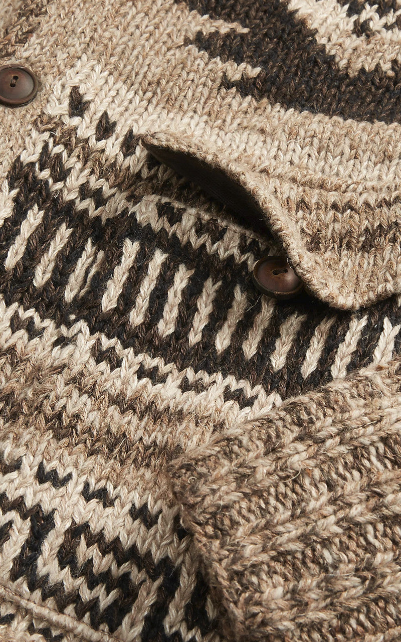 RRL Hand-Knit Linen-Blend Cardigan Brown/Tan/Multi