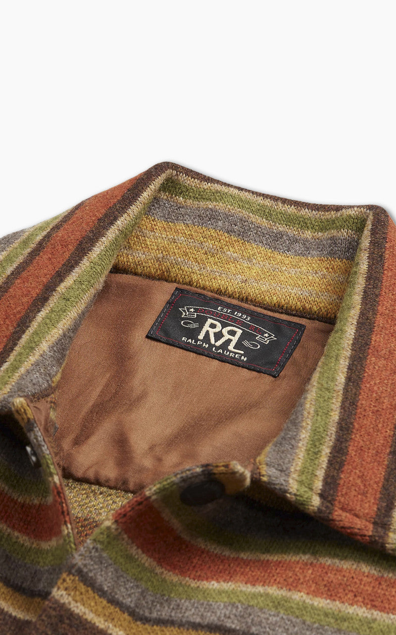 RRL Striped Wool Workshirt Jumper Brown Stripe Multi