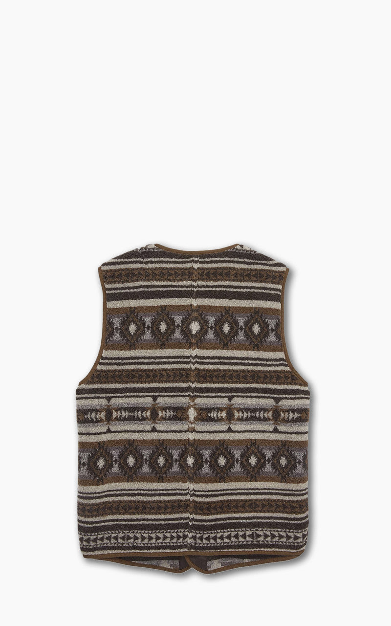 RRL Jacquard Pile Fleece Gilet Brown Multi