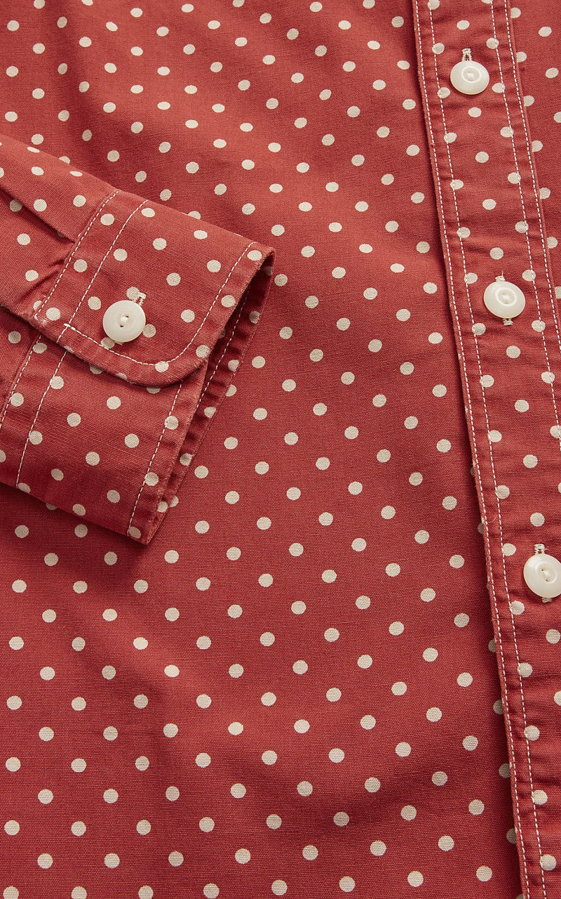 RRL Polka-Dot Woven Workshirt Red/Cream