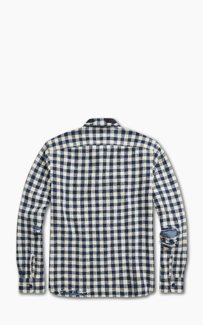 RRL Linen-Cotton Workshirt Indigo Checked